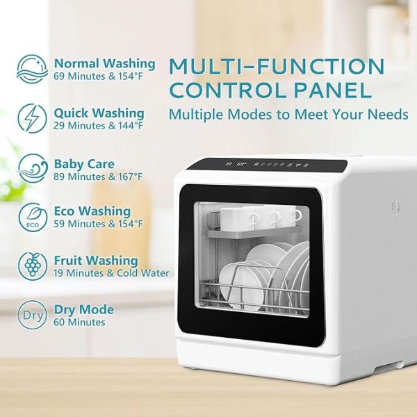 EUHOMY Mini Dishwasher Countertop